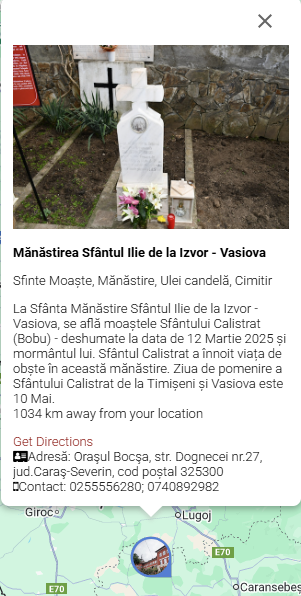 PinPoint Manastirea Vasiova